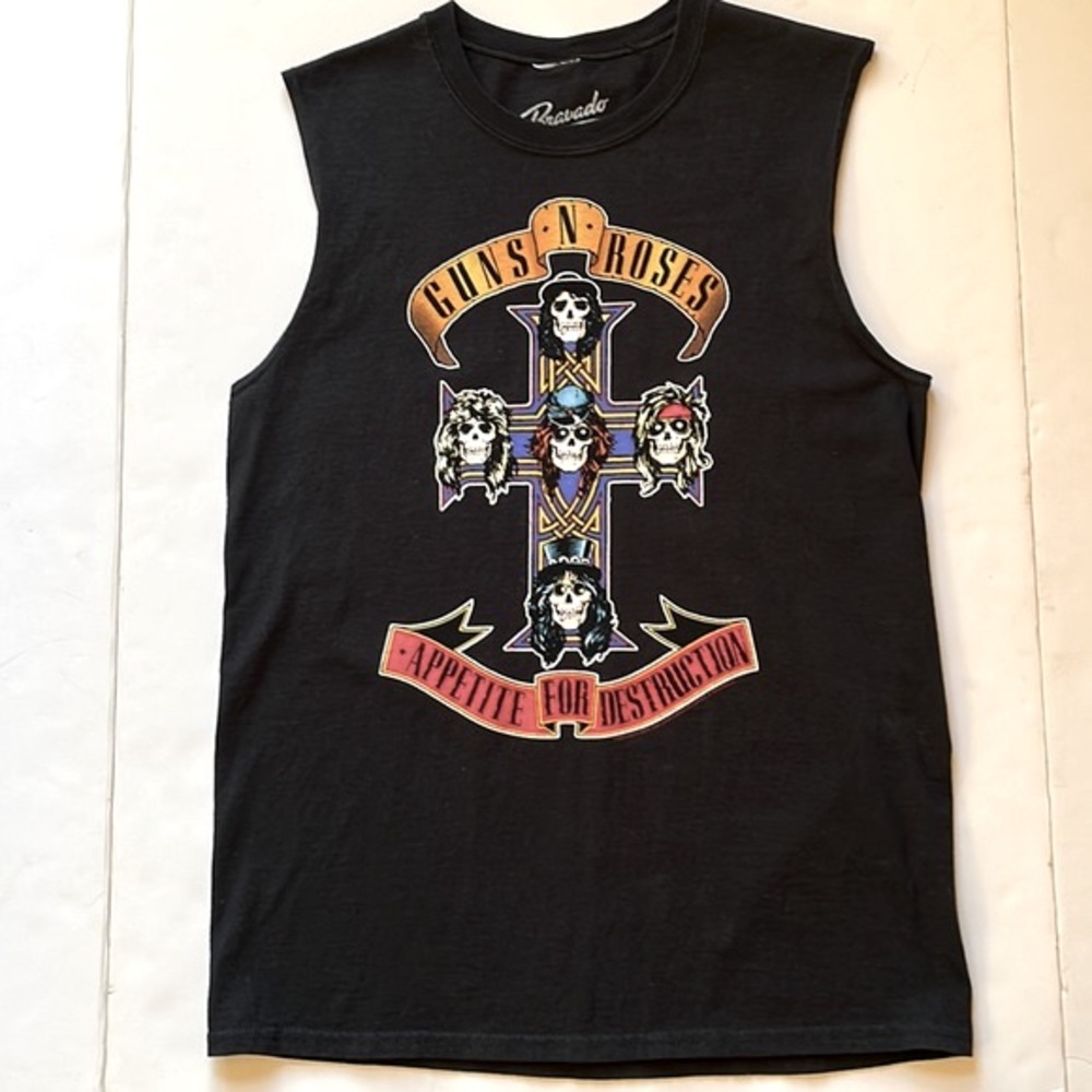 Bravado Guns N Roses Appetite For Destruction Black Sleeveless Graphic Tee-Small